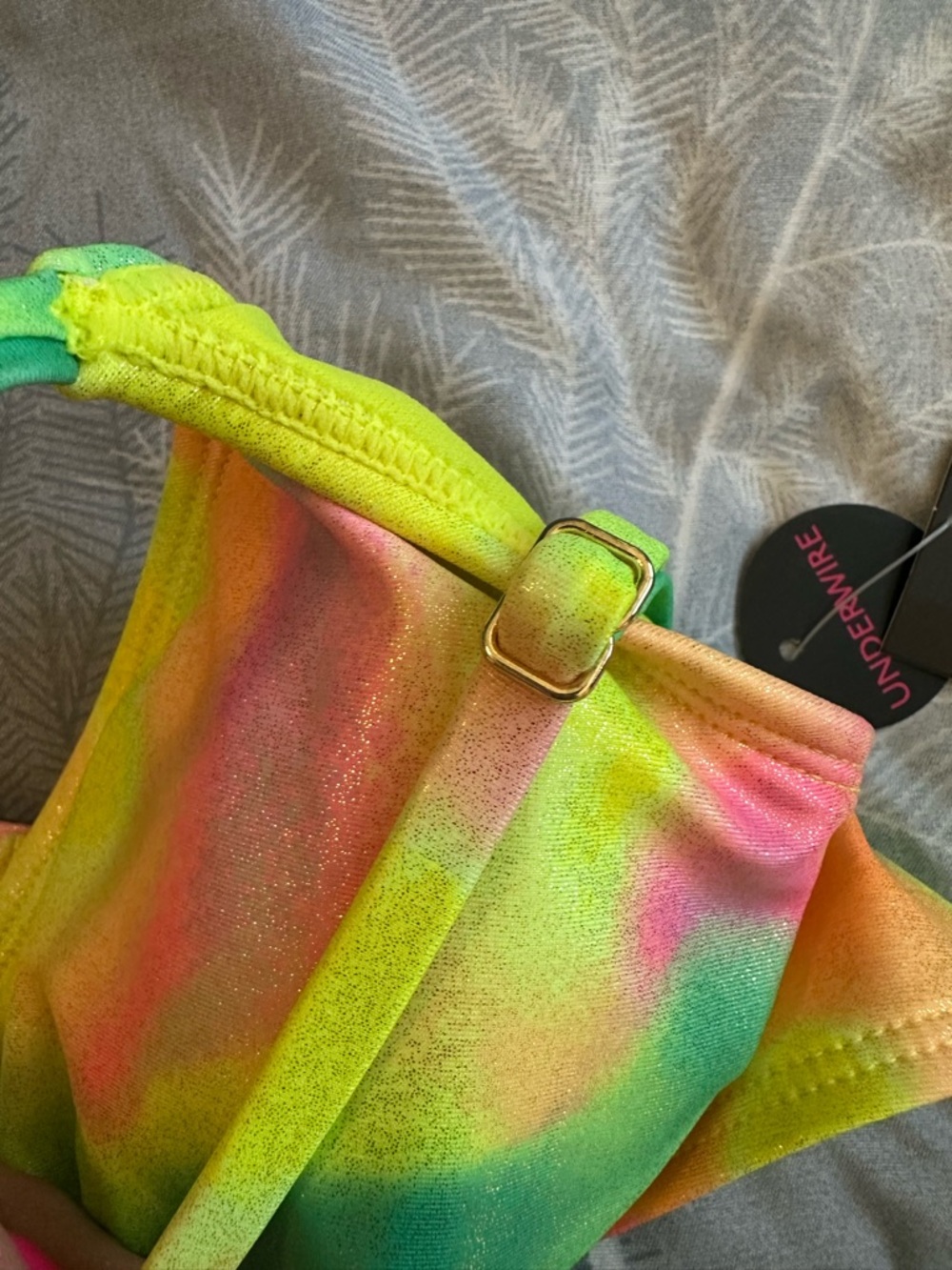 NWTS No Boundaries Neon Tie-Dye Bikini Set - Yellow, Green, Pink, Orange Sz M - Picture 6 of 11